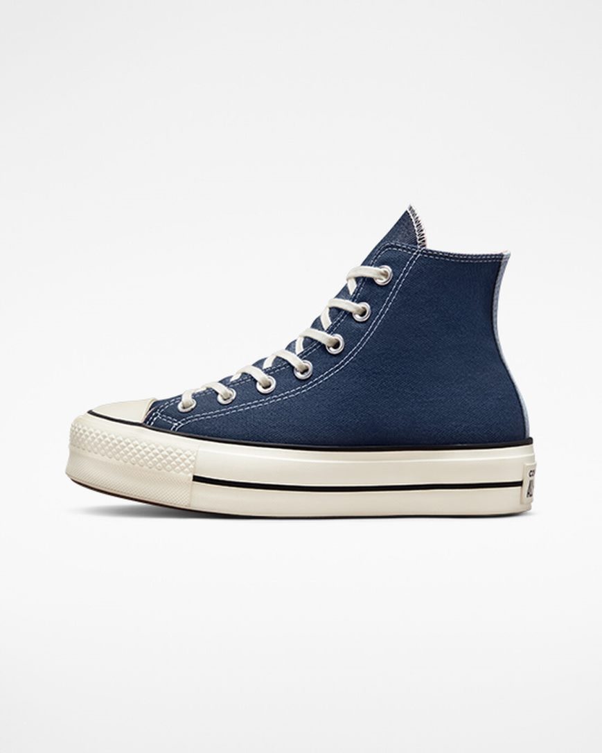 Dámské Boty Na Platformy Converse Chuck Taylor All Star Lift Denim Vysoké Tmavě Blankyt Oranžové Růžové | CZ DYLN20